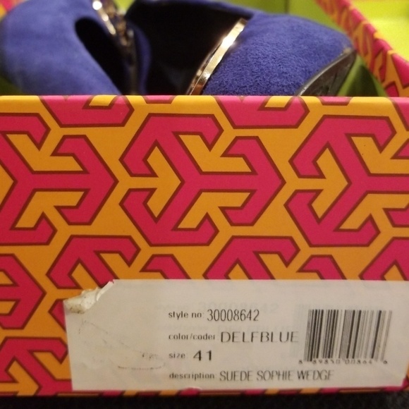 💕TORY BURCH💕 Sophie Wedge Pumps in Blue Suede EU 41 - Picture 7 of 8